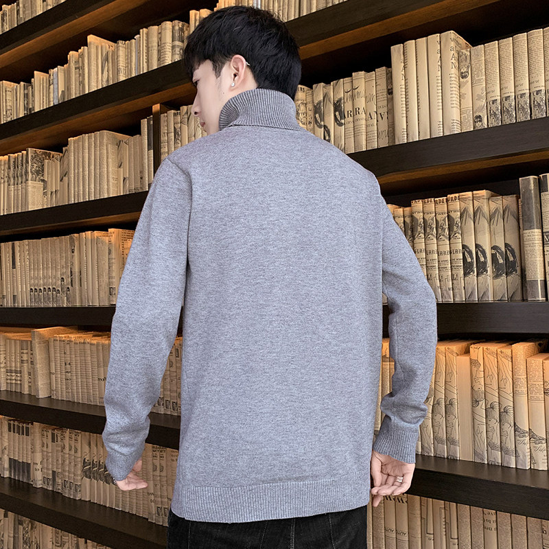 x2021秋季薄款翻领毛衣男装秋冬纯色流行休闲套头衣打底衫男211m,商品