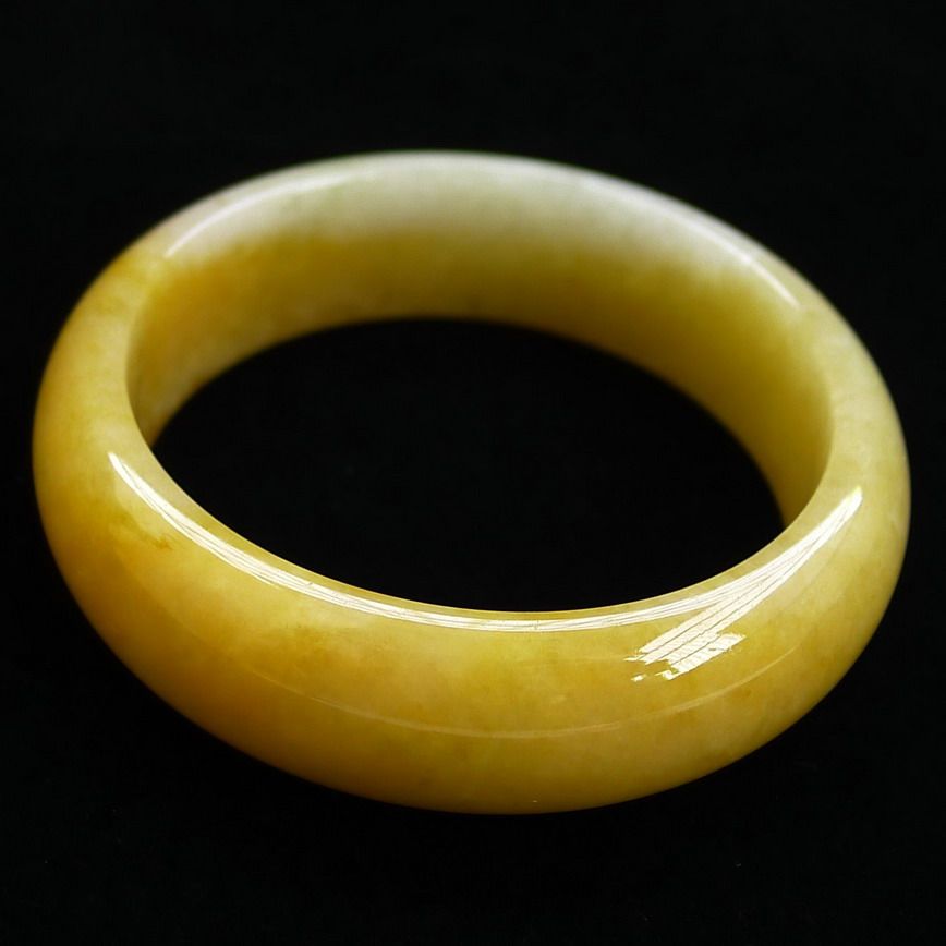 56mm缅甸老坑种翡翠a货黄翡手镯76.47g