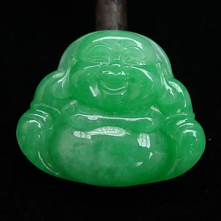 老坑冰糯种a货翡翠阳绿佛公吊坠4.97g