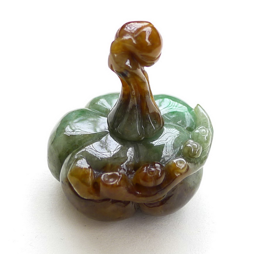 缅甸老坑翡翠a货双彩聚财南瓜小摆件66.10g