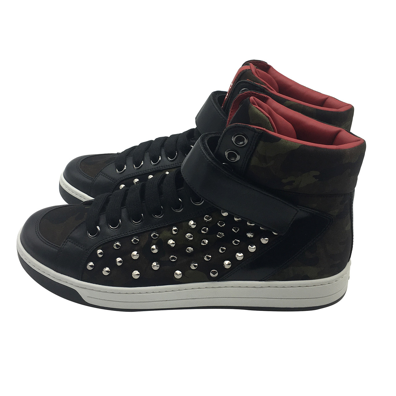 [9.9新]普拉达prada军绿色高帮男鞋e055