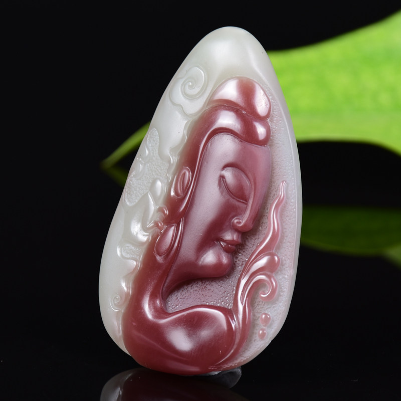 51.50g 紫绿玛瑙 半面佛挂件 省级玉雕大师冀克正大师作品