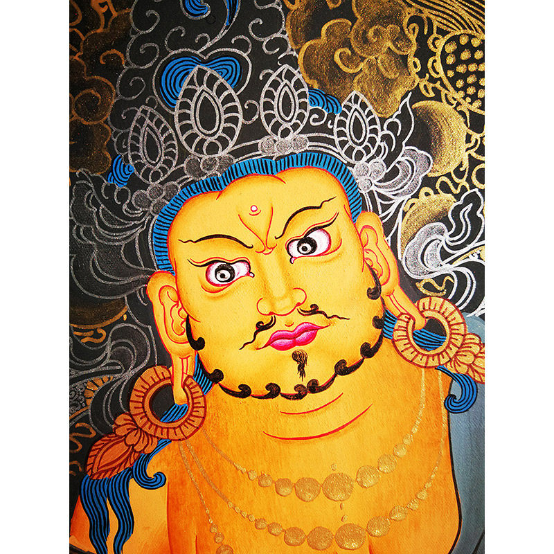 混合金彩绘黄财神独尊唐卡1268 kumar lama作品