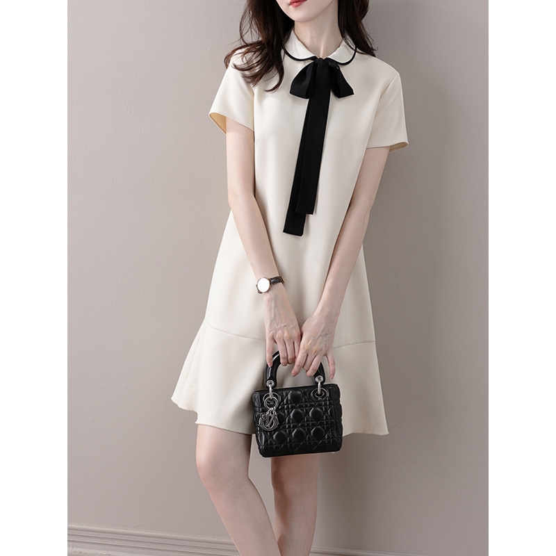 SOLENELARA日系连衣裙子女夏季新款法式甜美减龄短袖显瘦设计感洋