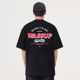 WASSUP HEODS字母重叠LOGO短袖T恤男款潮牌原创新品休闲上衣情侣