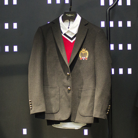 欧洲站轻奢男装西服修身韩版2019春季新品单排扣刺绣羊毛呢便西男