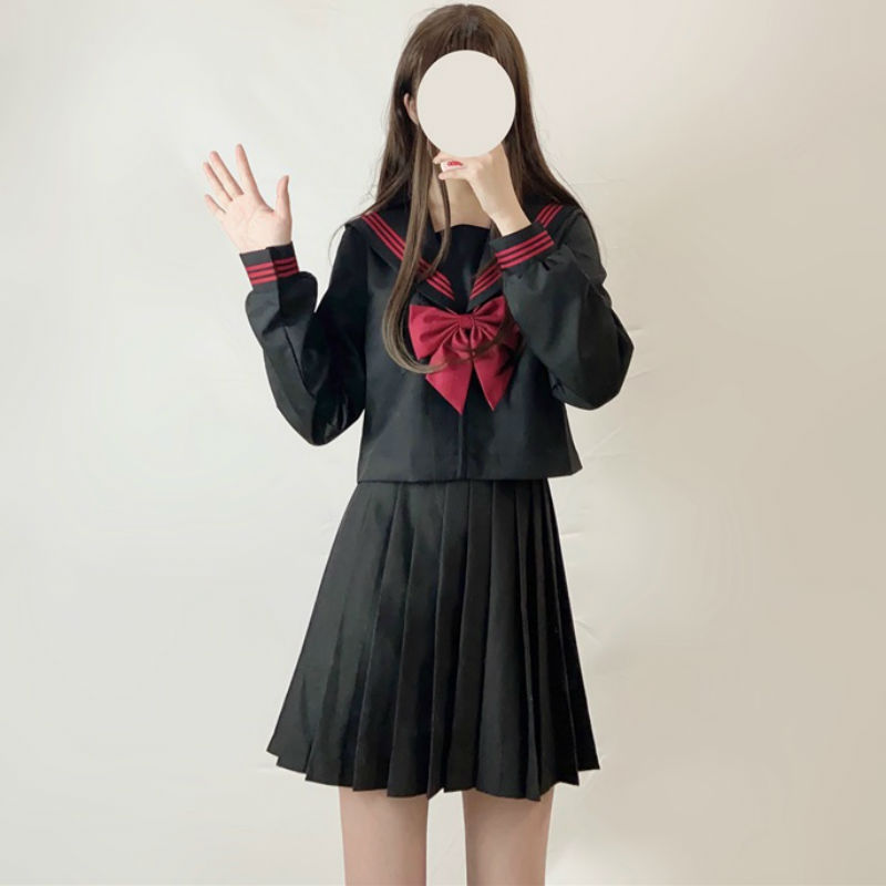 暗黑系不良少女赤三本JK制服基础款正统水手服日系校服学院风套装