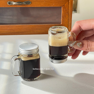 迷你咖啡浓缩液分装瓶密封罐带把玻璃瓶随身小酒瓶蜂蜜样品储存罐