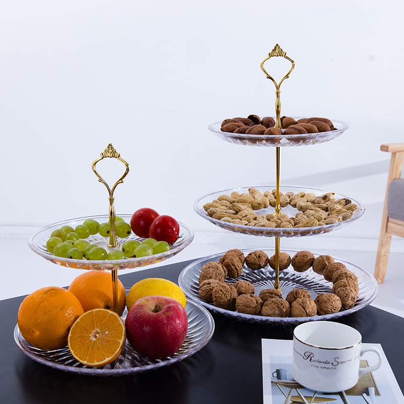 欧式透明水果盘客厅家用零食糖果盆果篮二层三层多层点心盘蛋糕架