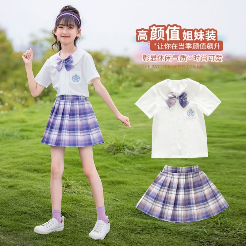 女童jk制服裙套装学院风衬衫夏季儿童短袖中小学生夏天校服百褶裙