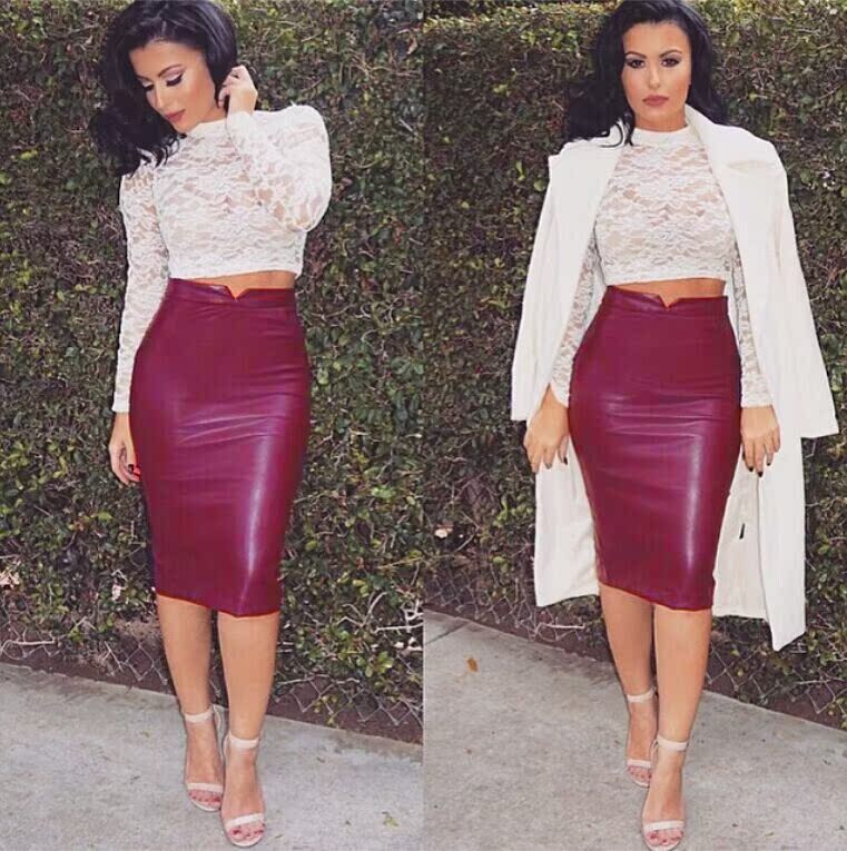 Women Sexy PU Leather Pencil Bodycon High Waist Skirt Dress在类目 女装/女士精品, 半身裙中 - 来自Buy2taobao.com提供专业的淘宝代购服务