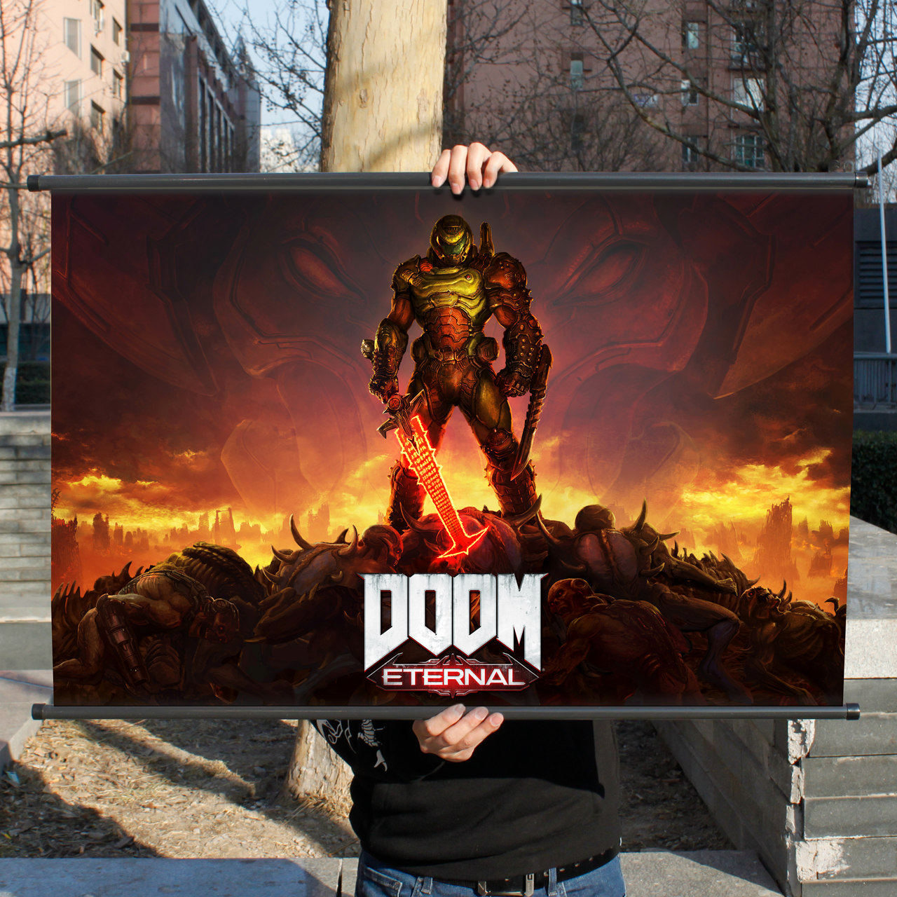 doom eternal周边游戏收藏挂画 毁灭战士永恒布制装饰游戏海报