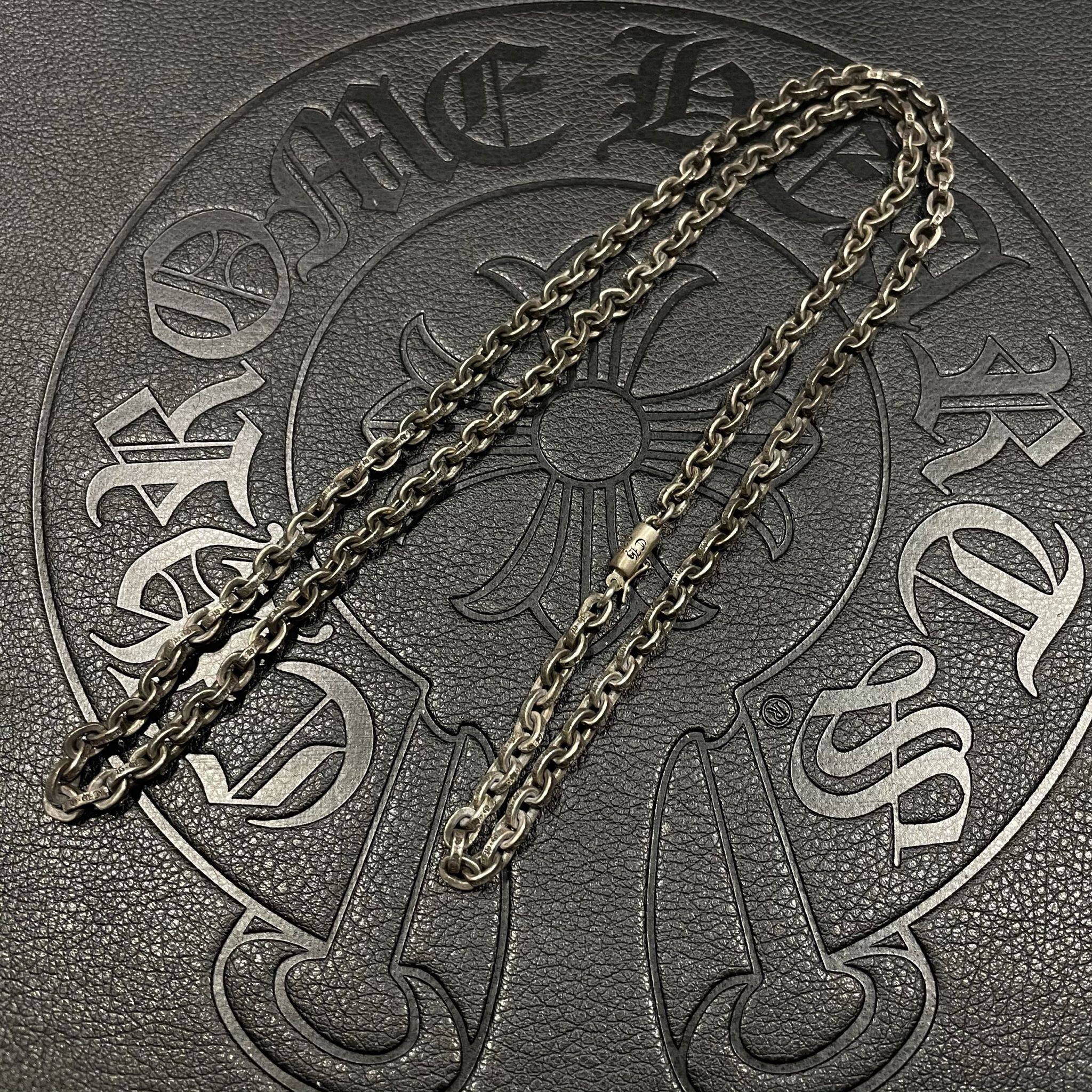 【宗克罗心配链】paper chain字母链子粗款刻字粗链925纯银项链