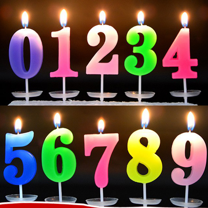 生日数字蜡烛0-9带底托创意派对浪漫蜡烛彩色蛋糕店烘焙蜡烛