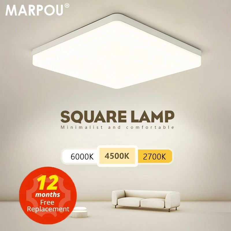 Square Led ceiling lamp for bedroom lighting Neutral white c