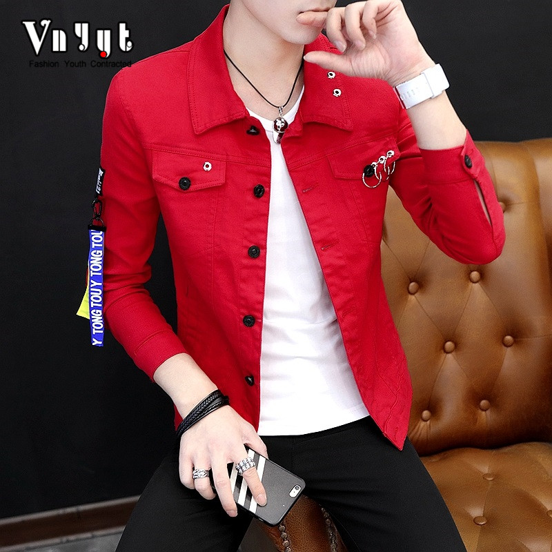 男士韓版牛仔夾克男青年秋鼕季個性加絨牛仔衣服潮流帥氣加厚外套