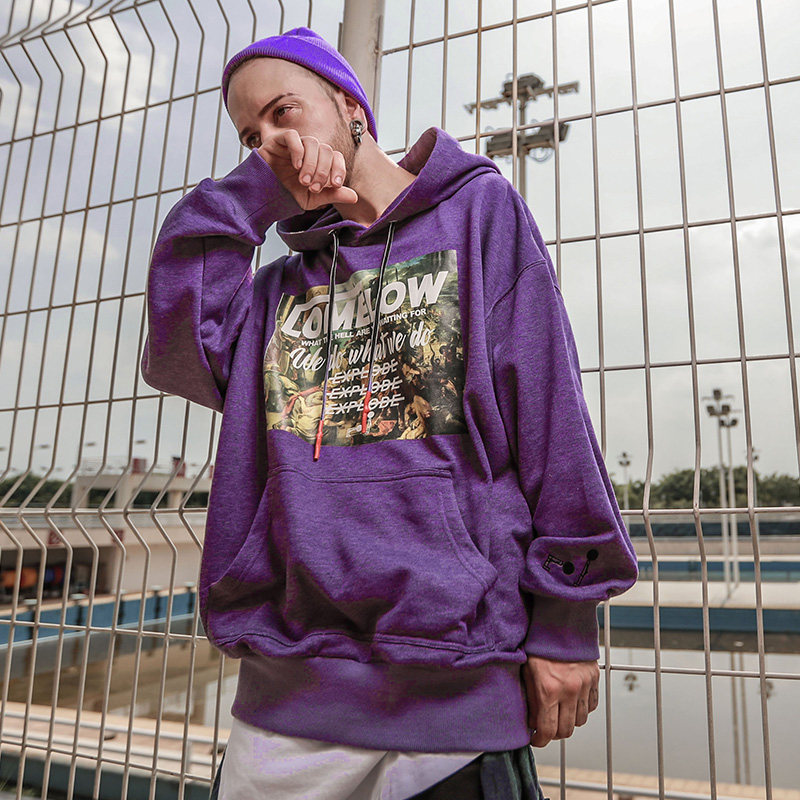 宽松欧美街头bf嘻哈大码oversize潮牌卫衣男连帽潮人情侣加绒外套
