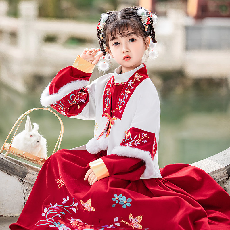 女童汉服冬超仙中国风加厚宝宝过年拜年礼服古风儿童唐装春秋古装