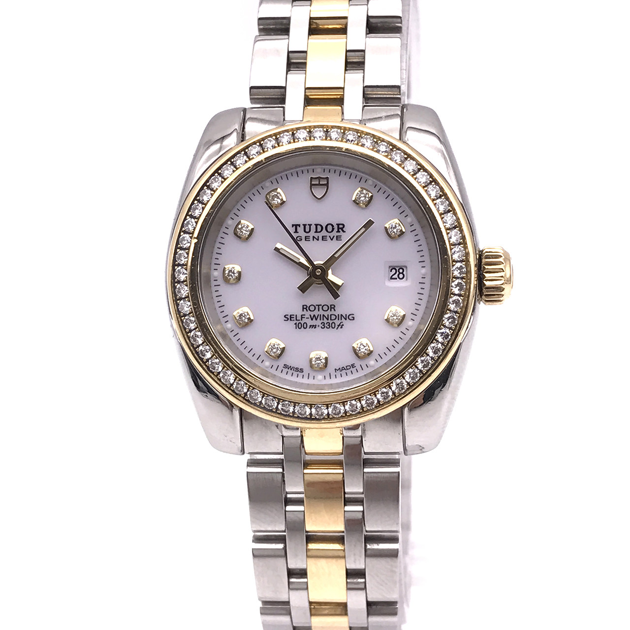 [9.0新] 帝舵间金里外钻白面日历自动女表