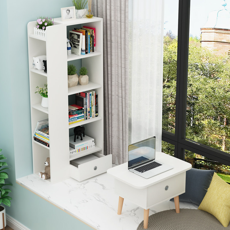 飘窗柜储物柜窗台创意飘窗书架小书柜书桌一体组合阳台储物置物架