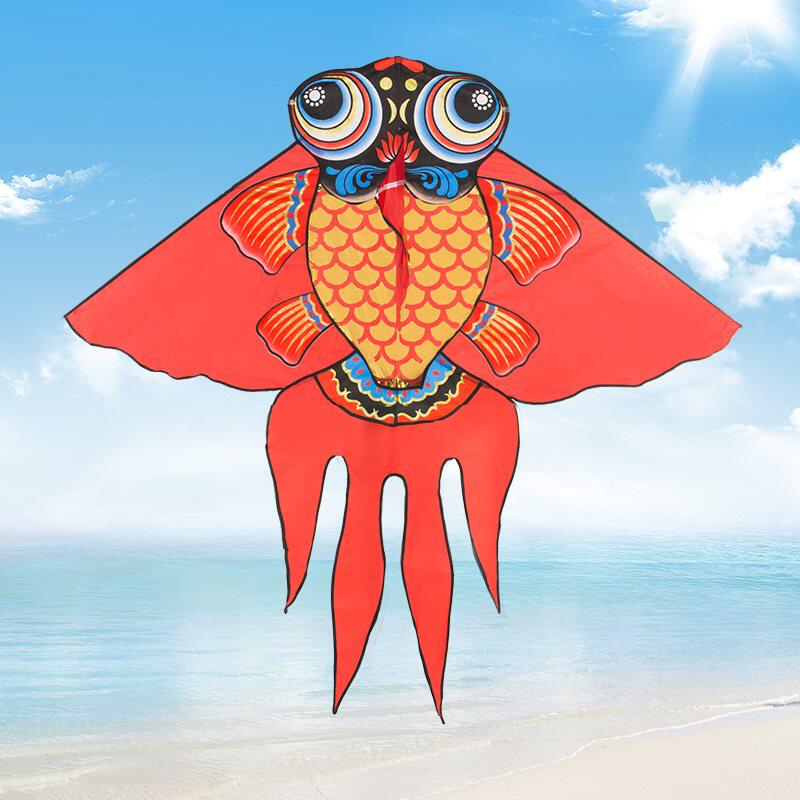 一折风筝 成人 大型 新款 套装_金鱼潍坊风筝带线小卡通线轮套装初学