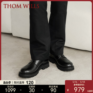 ThomWills厚底德比鞋男大头cleanfit休闲圆头商务正装增高皮鞋男