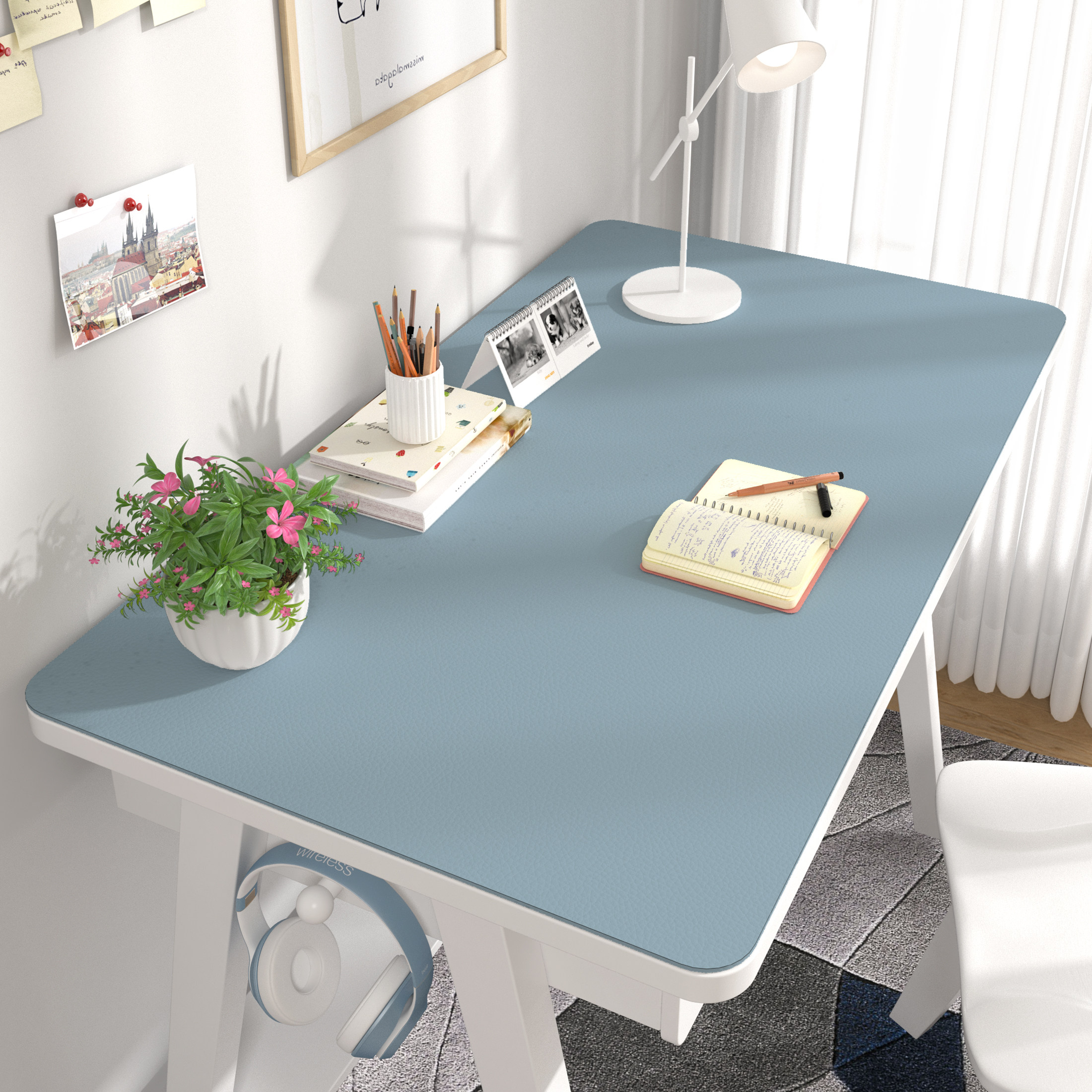 纯色书桌垫防水防油免洗皮革桌布简约ins宿舍卧室电脑写字台桌垫