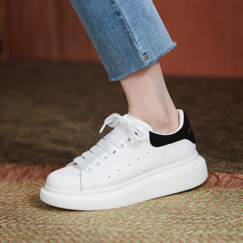 真皮麦昆小白鞋女夏薄款厚底板鞋平底单鞋女运动鞋老爹鞋休闲女鞋