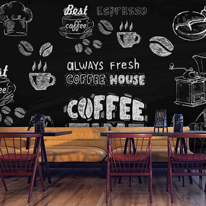 墙纸奶茶店咖啡厅壁纸手绘图片