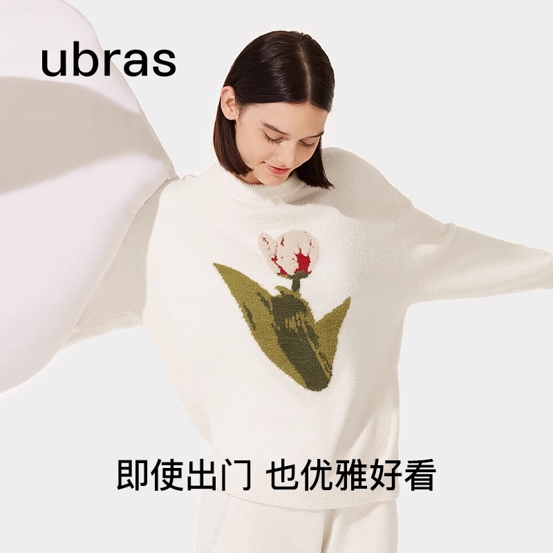 ubras半边绒郁金香提花保暖家居