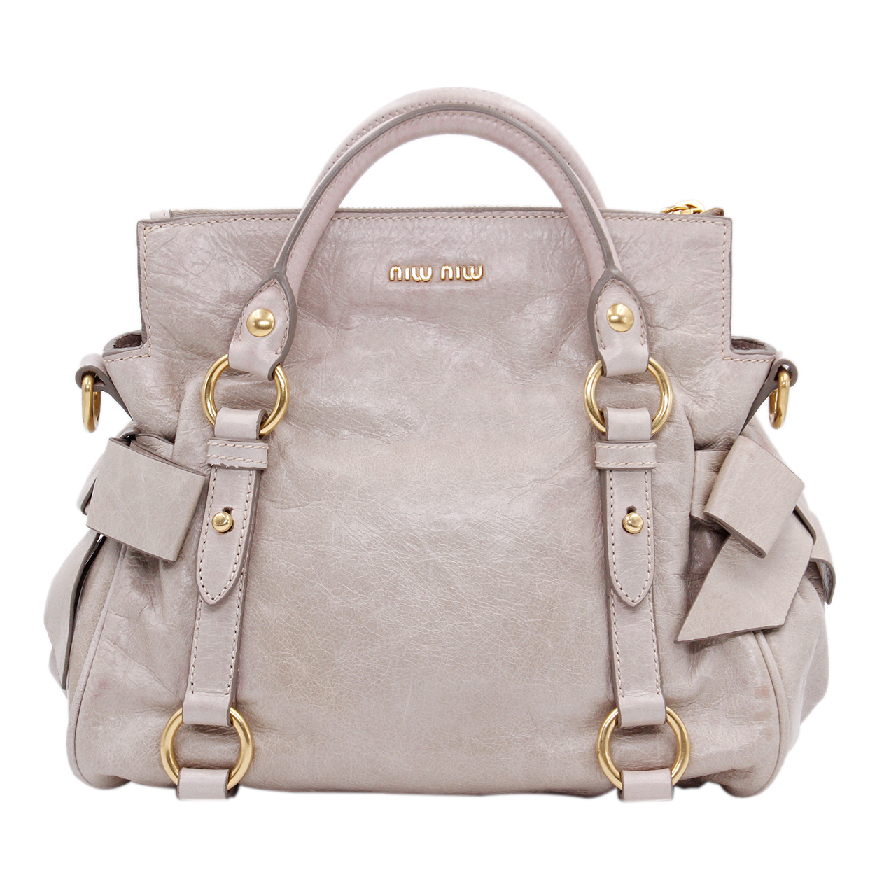 8.5新〕缪缪miumiu女士油蜡皮单肩手提包