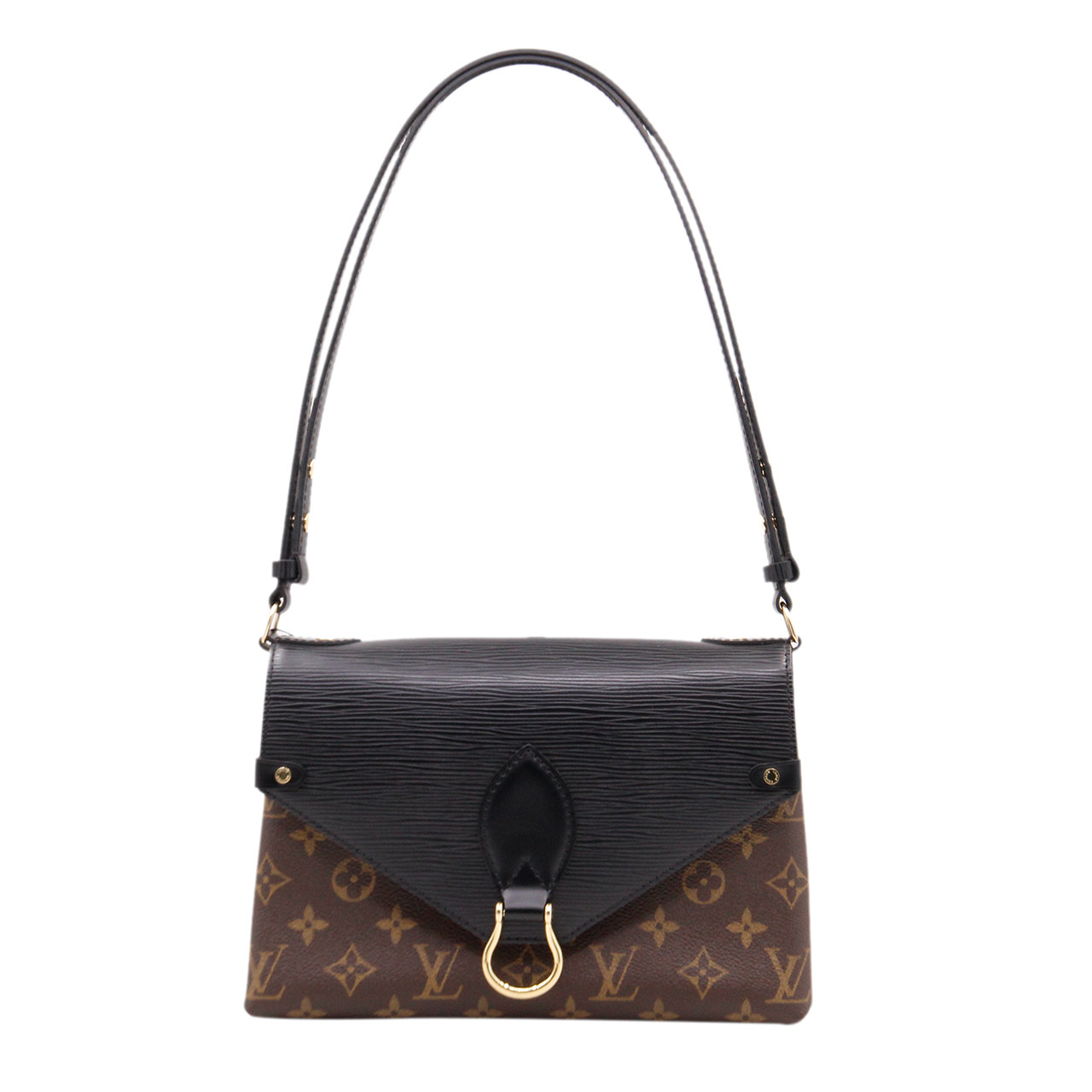 9.8新〕路易威登lv女士saintmichel系列老花拼色手提单肩包