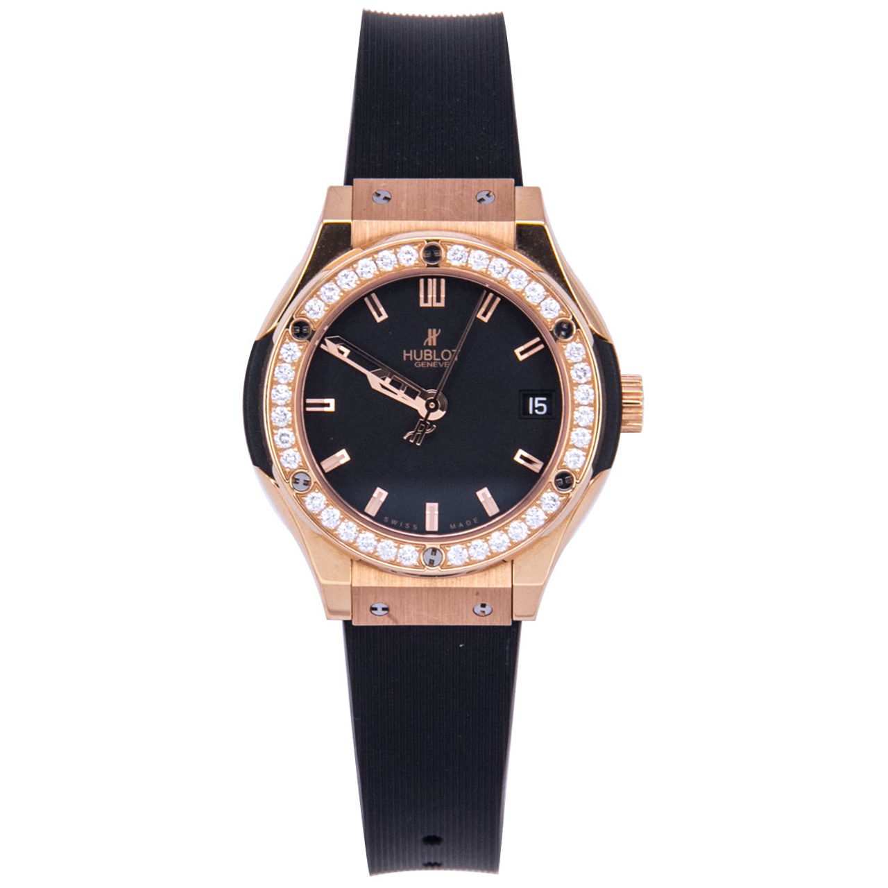 9.5新〕宇舶经典融合系列18k玫瑰金石英女表