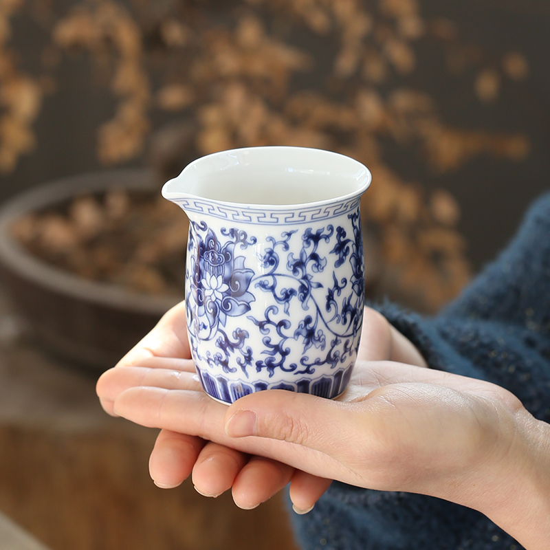 公道杯陶瓷高白青花瓷中式茶海220ml复古均杯分茶器功夫茶具家用