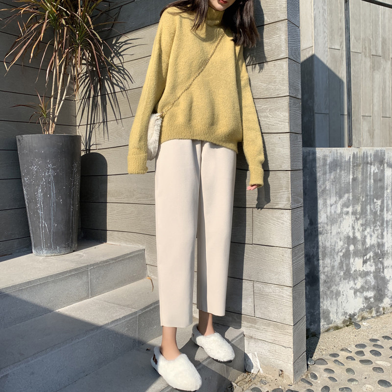 毛呢老爹裤女秋冬