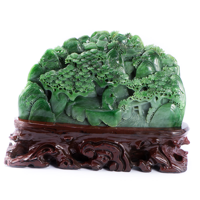 和田玉 碧玉乐在其中山水摆件3076.50g hl1035