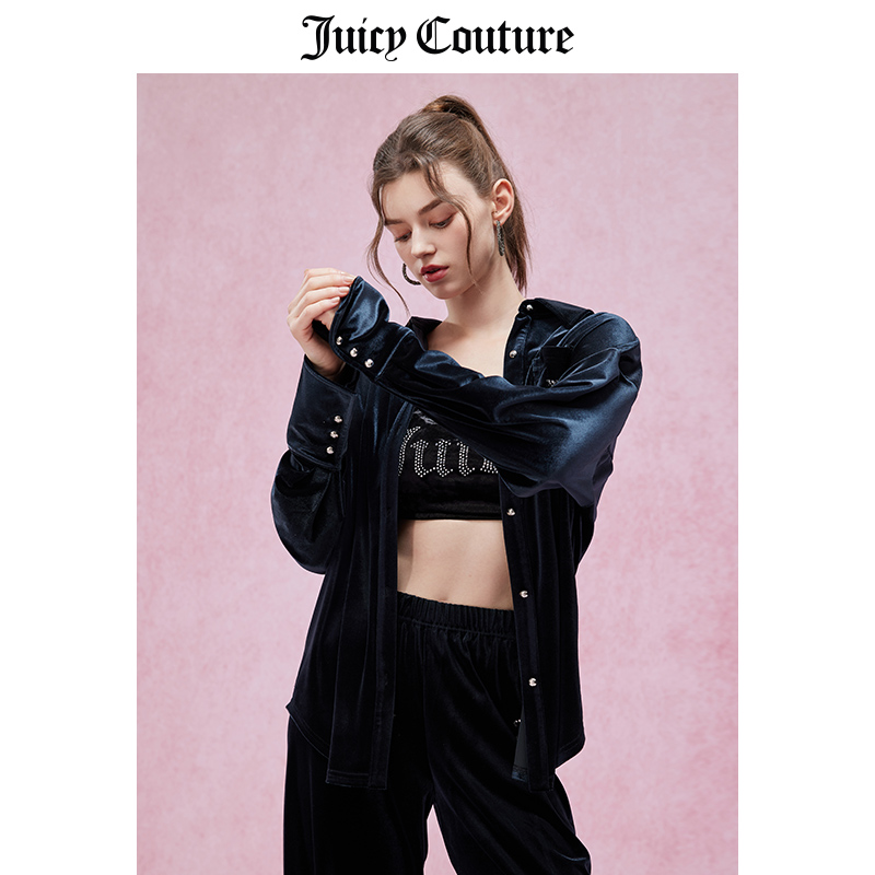 Juicy Couture橘滋衬衫女2024夏季新款美式休闲宽松空气丝绒外套
