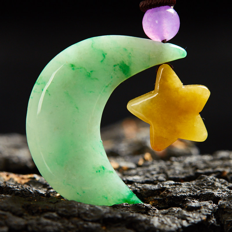 【绝当】缅甸天然翡翠a货冰糯种飘绿月亮吊坠7.44g