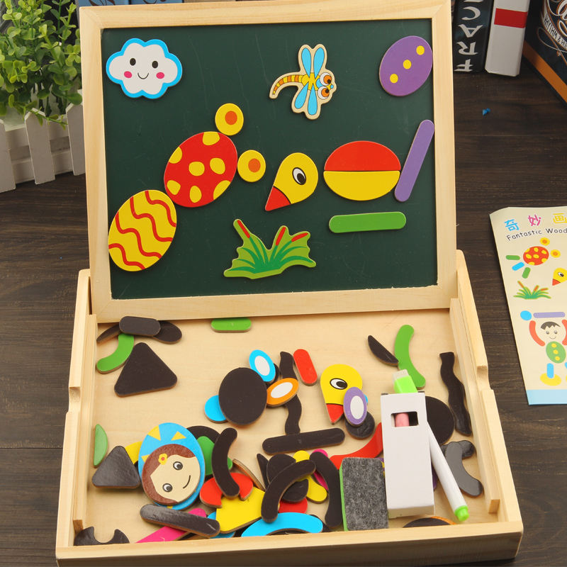 玩具木制双面磁性画板拼拼乐玩具磁性拼图拼板 写字板QNGKrheJY|msdalam kategori Toy/bayi/teka-teki/blok bangunan/model, bekalan lukisan, Sketchpad - dari Buy2taobao.com untuk memberikan perkhidmatan ejen Taobao profesional membeli