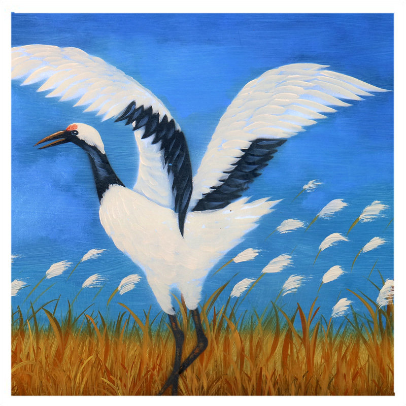 霍文静 《仙鹤展翅》 布面油画