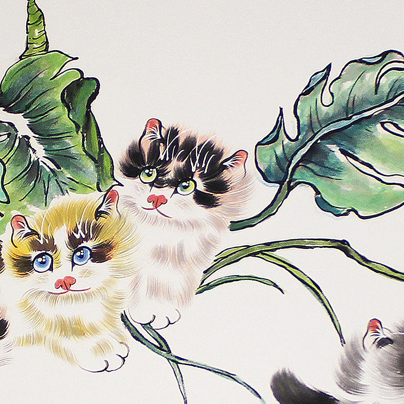 孙菊生《吉祥猫趣08》中国著名绘画大师