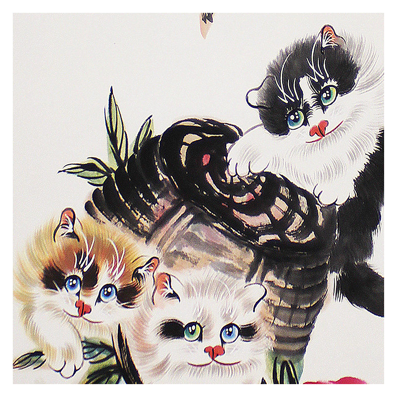 孙菊生《吉祥猫趣06》中国著名绘画大师