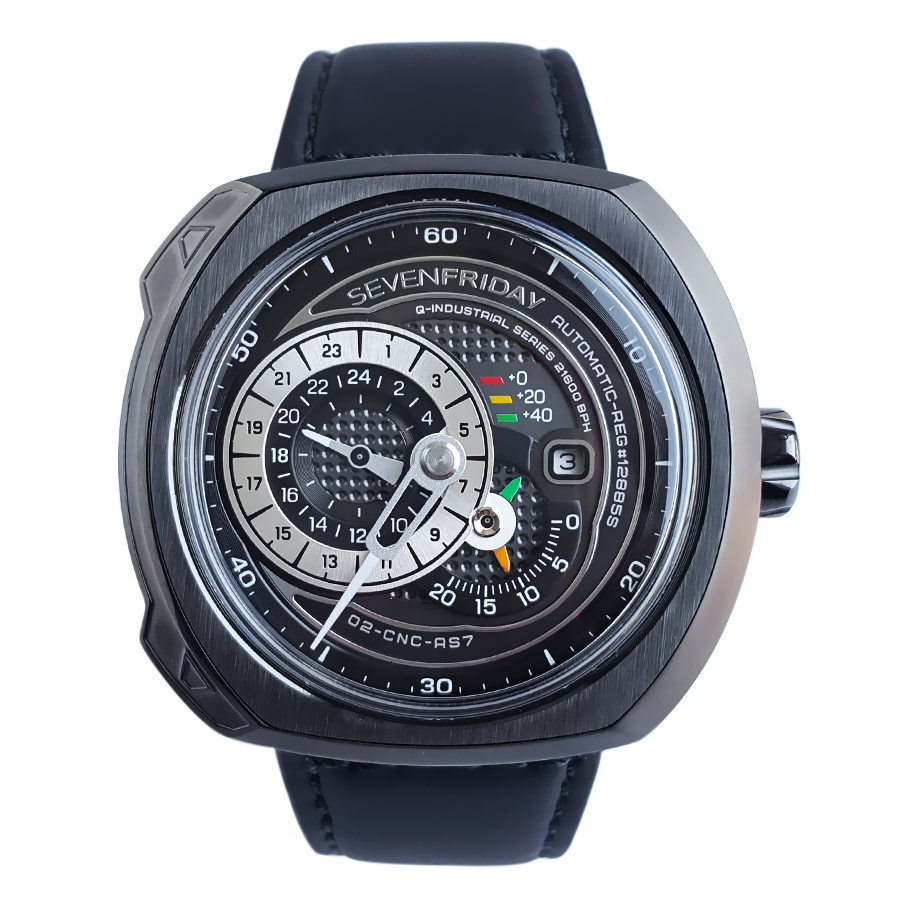 [无保留价][9.9新]seven friday日期钢款黑盘自动机械男表q3/01