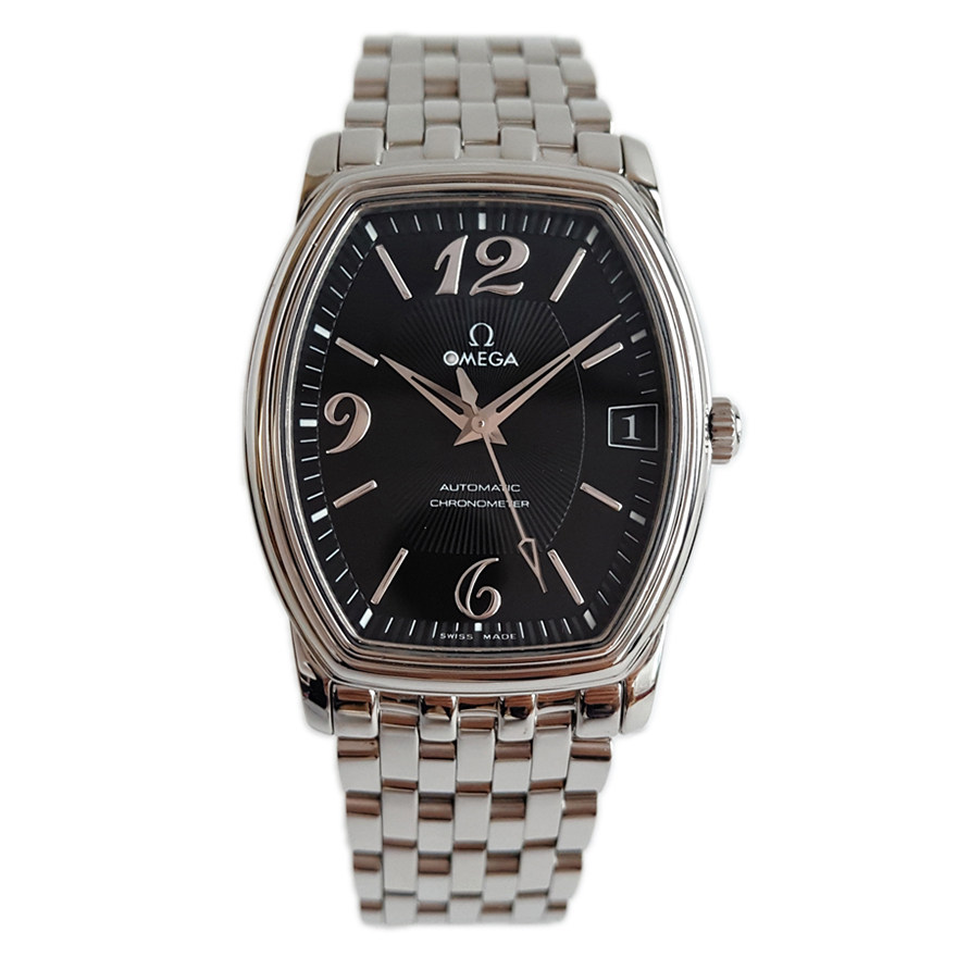 5新] 欧米茄omega系列钢款黑盘酒桶型机械中性手表4503.51.00