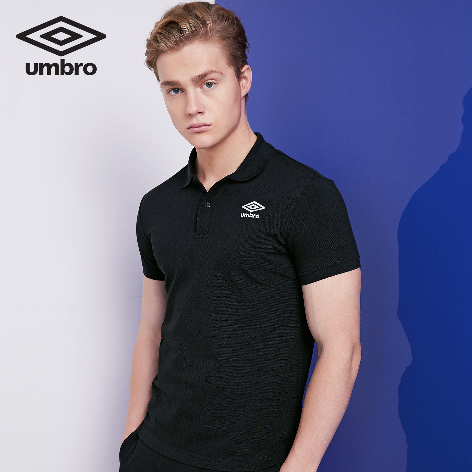 茵宝umbro男装新款短袖polo衫休闲纯色翻领运动短袖