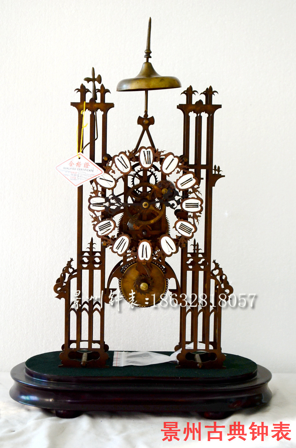 钟表发条上弦机械座钟架式台钟玻璃罩座钟