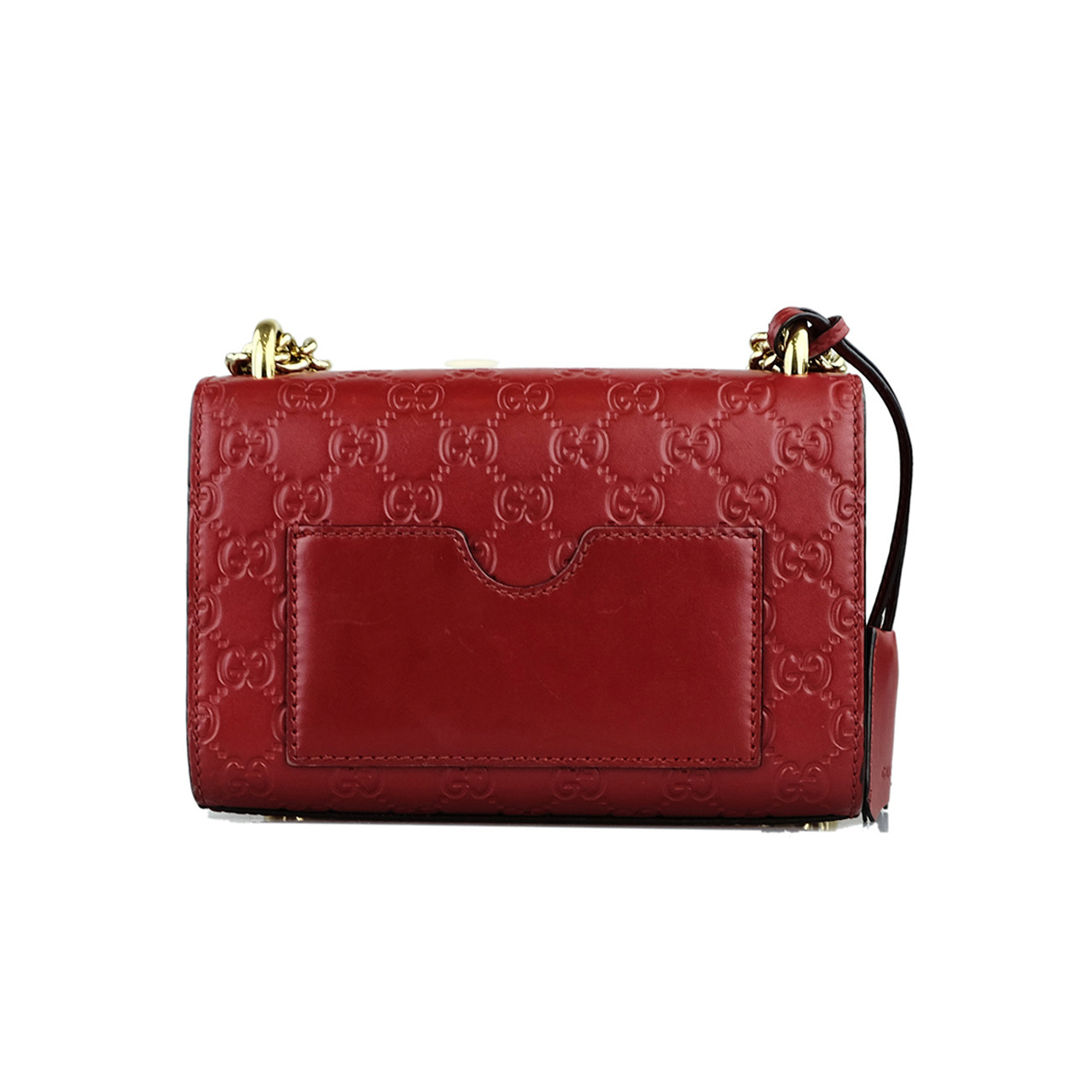 [9.5新]古驰gucci女士padlock红色链条包单肩包