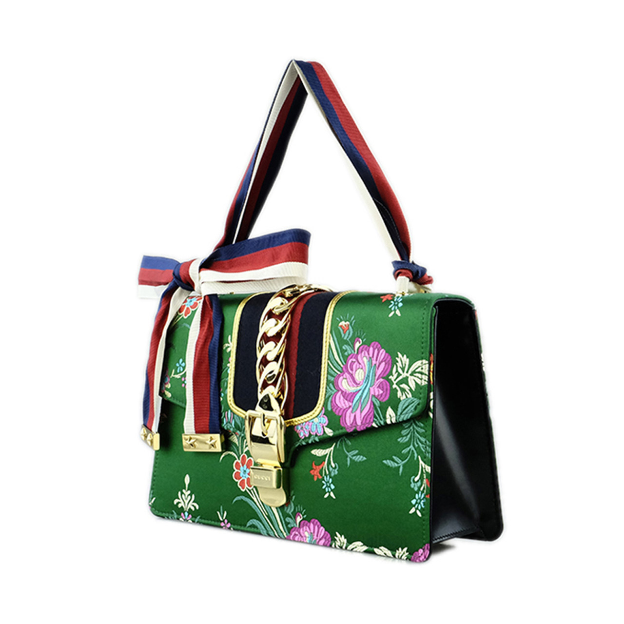 [9.5新]古驰gucci女士sylvie系列花卉手提单肩包