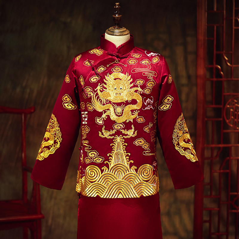 男士秀禾服中式结婚礼服新郎敬酒服古装喜服马褂秀和服龙凤褂大码|ruв категории Мужская одежда, национальная одежда - от Buy2taobao.com для оказания профессиональной услуги покупки агента Taobao