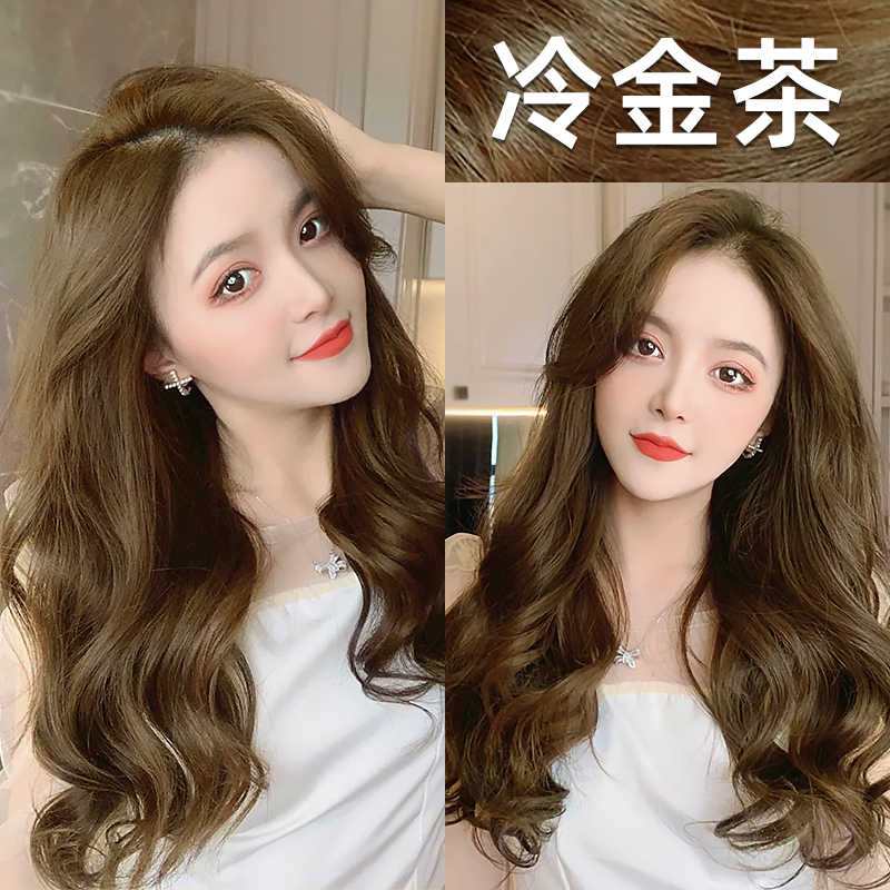 抛光焗油染发剂染头发冷金茶色染发膏亚麻闷青色欧莱雅雾霾冷棕男